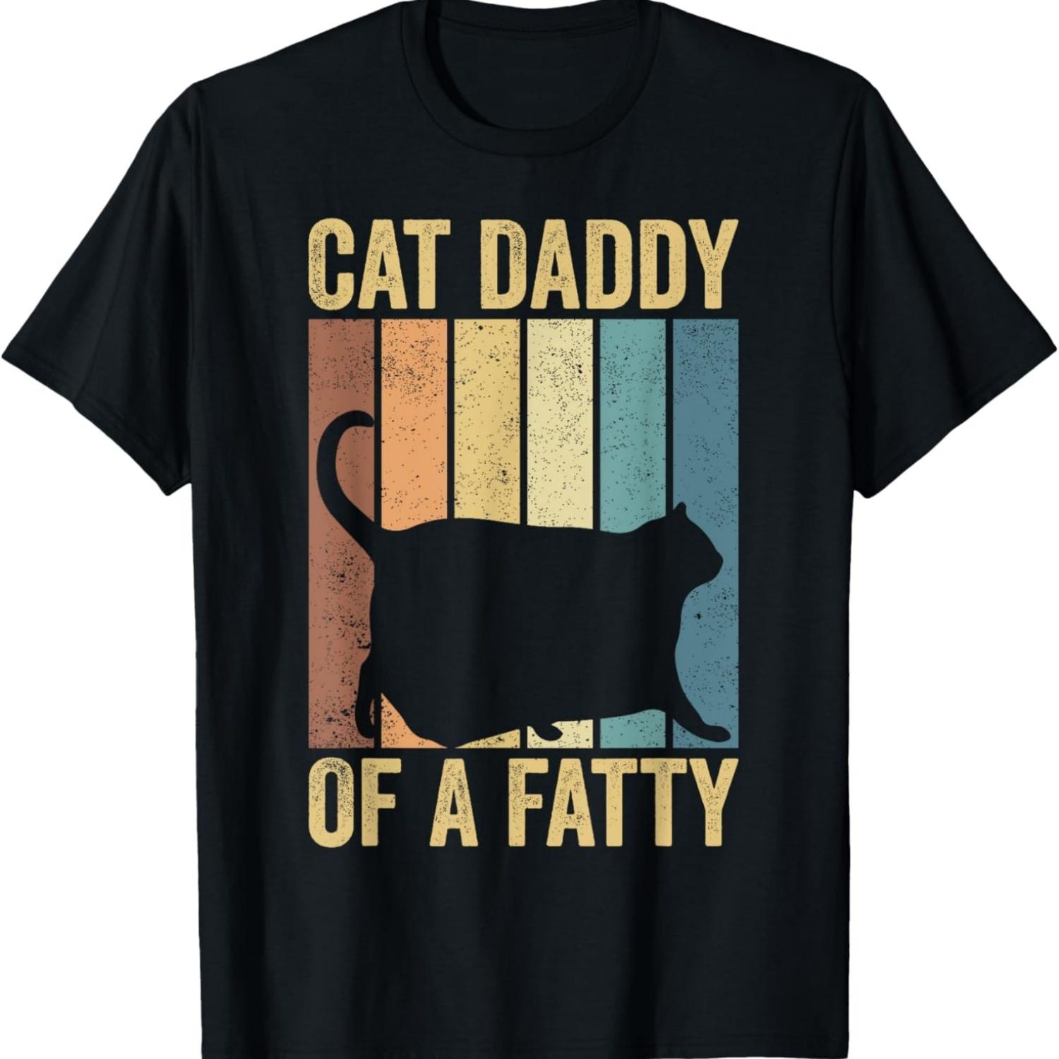 

Chonk Meme Cat Cat Daddy Of A Fatty Retro Vintage Men Women T-Shirt S чёрный