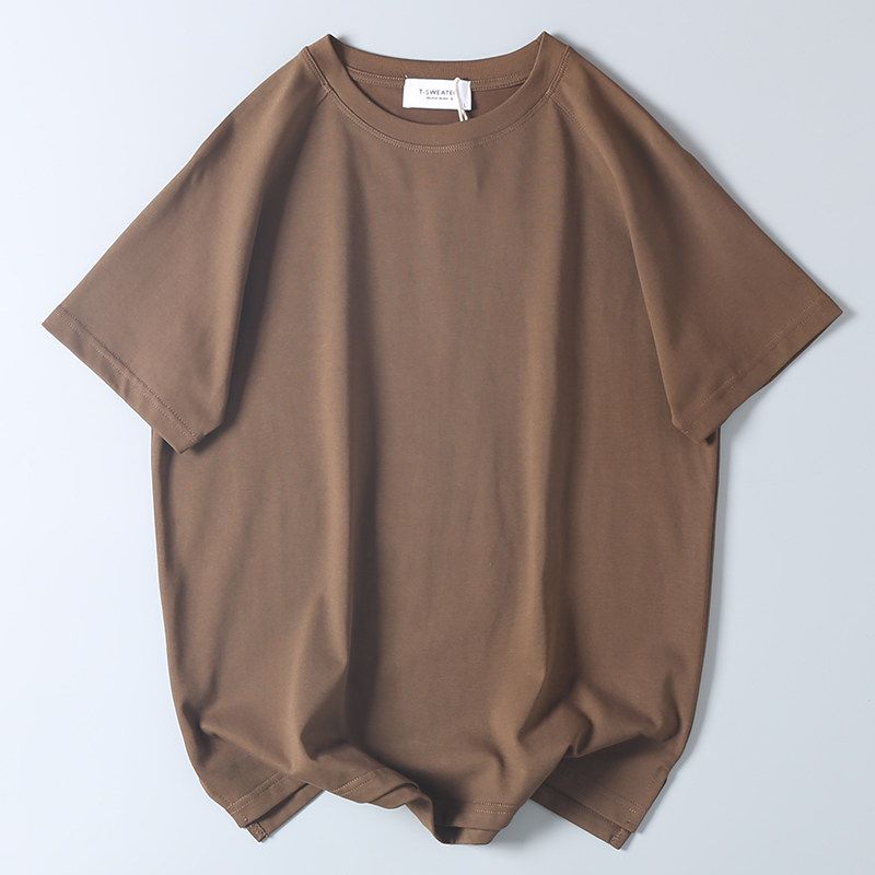 Export Export Tail Order Front Short Back Long Side Slit Short Sleeve T-shirt Men's Summer Easiest for Match Pure Color Raglan Sleeve Bottoming Shirt