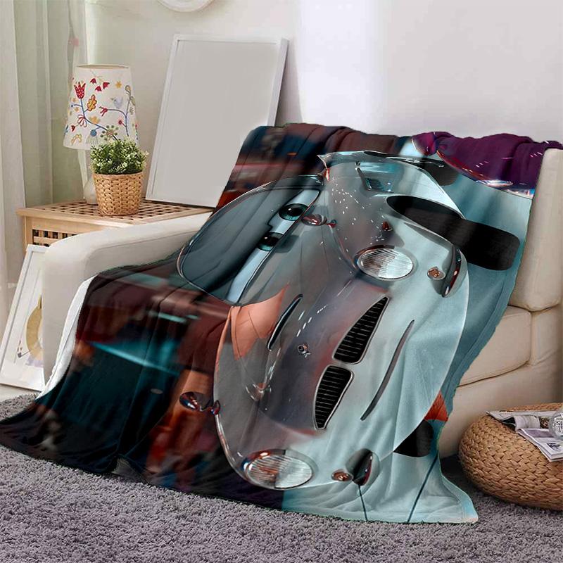 1pc Cars Pop Art Style Flannel Blanket Soft Warm Throw Blanket for Bedroom Living Room Bed Travel Camping Picnic Gift. M730013