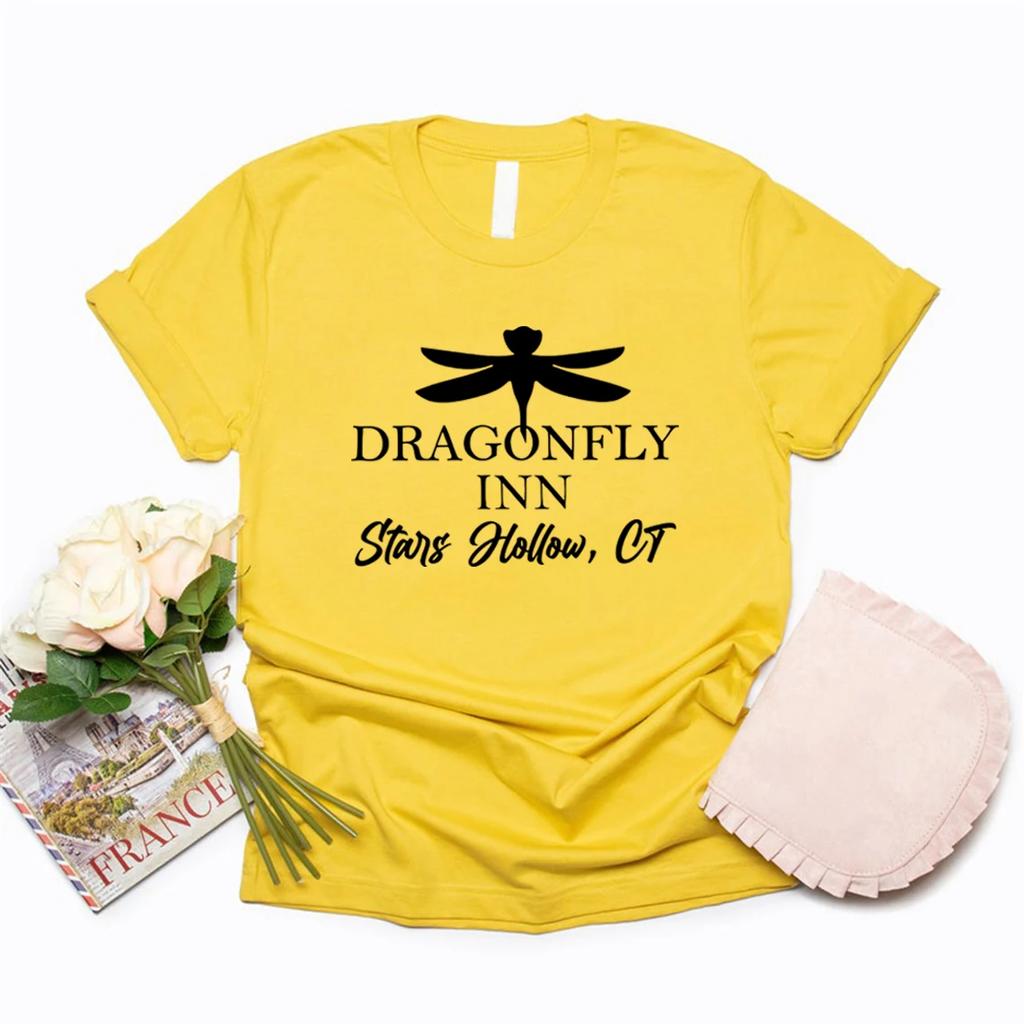 Dragonfly Inn T-Shirt Stars Hollow Shirts Women Short Sleeve Graphic T Shirts Gilmore Girls Inspired Tshirt Female Casual Tops