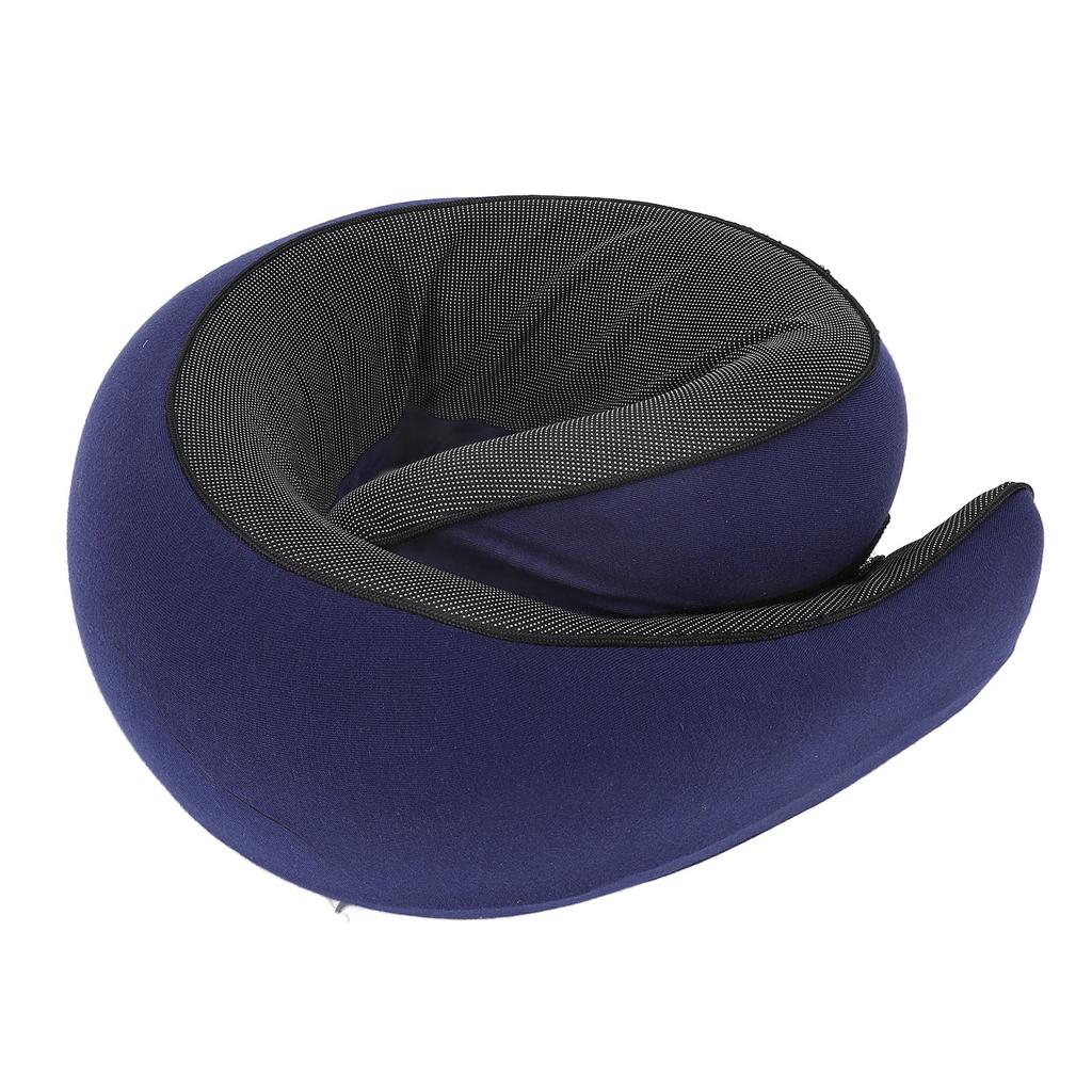 Neck Pillow Foldable Breathable Polyester Fiber Portable Memory Foam Travel Neck Pillow Navy Blue