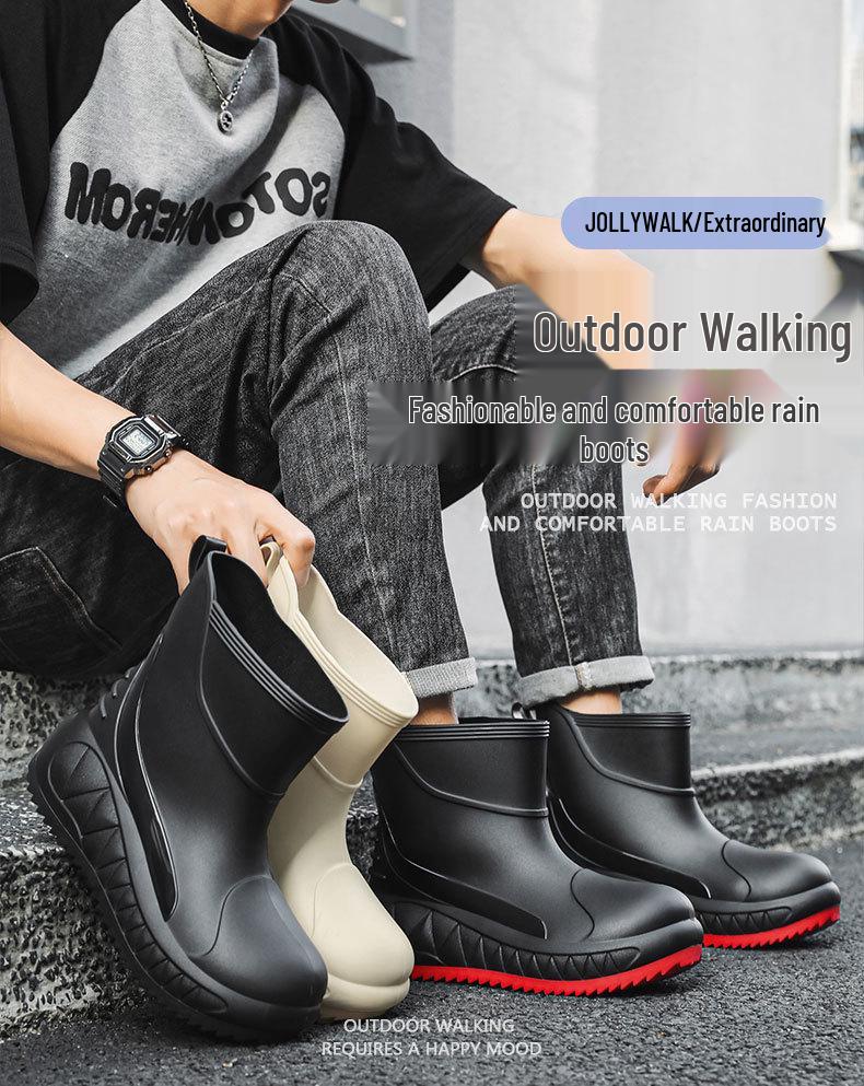 Men's Non-Slip, Wear-Resistant Rain Boots with Thick Soles for Outdoor, Fishing, and Casual Use