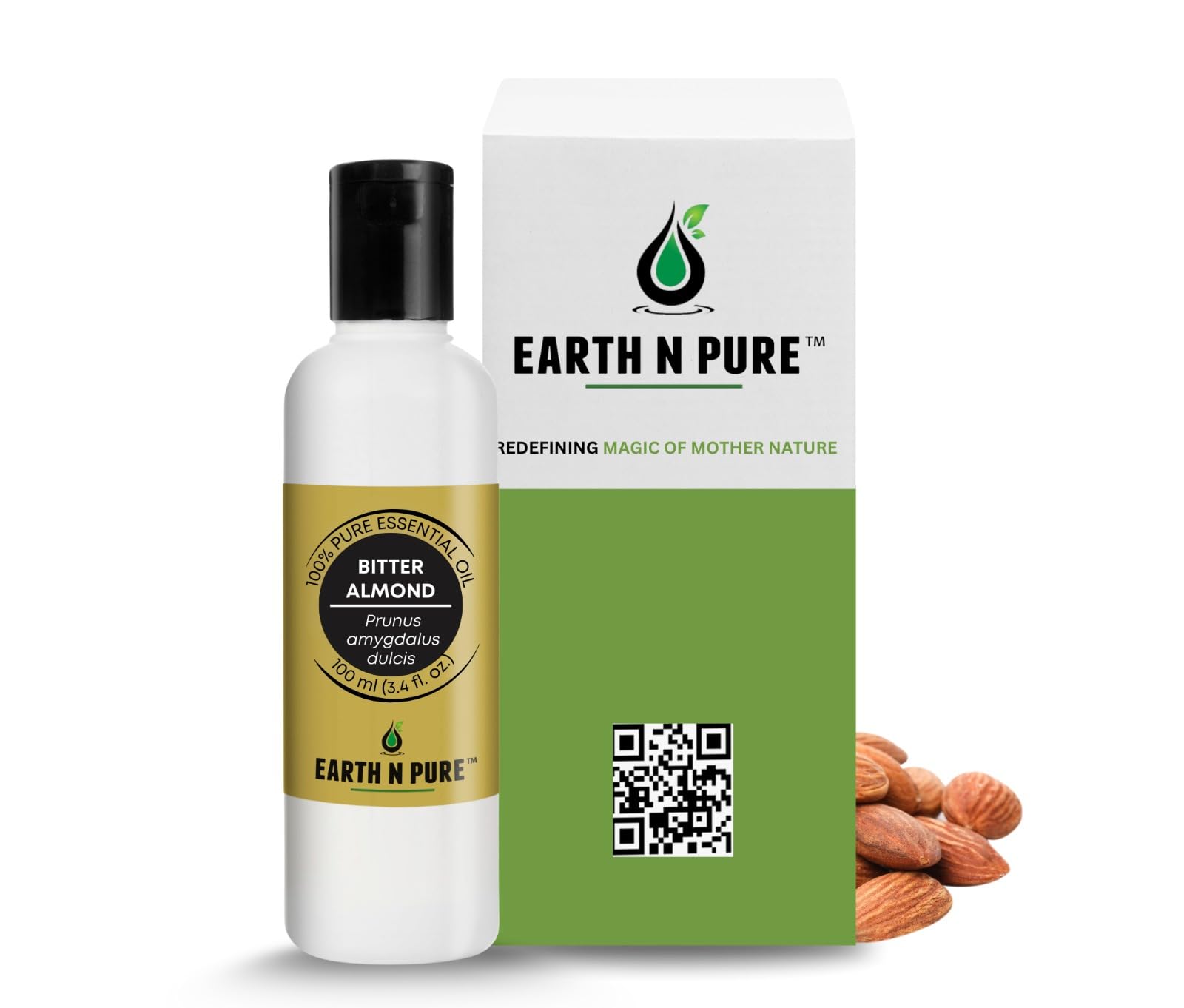 

Earth N Pure Bitter Almond Oil (Badam Oil) Cold Pressed, Therapeutic Grade for Body, Skin, Hair 100 ml