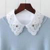Lace Up Shawl Fake Collar Imitation Pearl Shirt Collar Accessory  Women