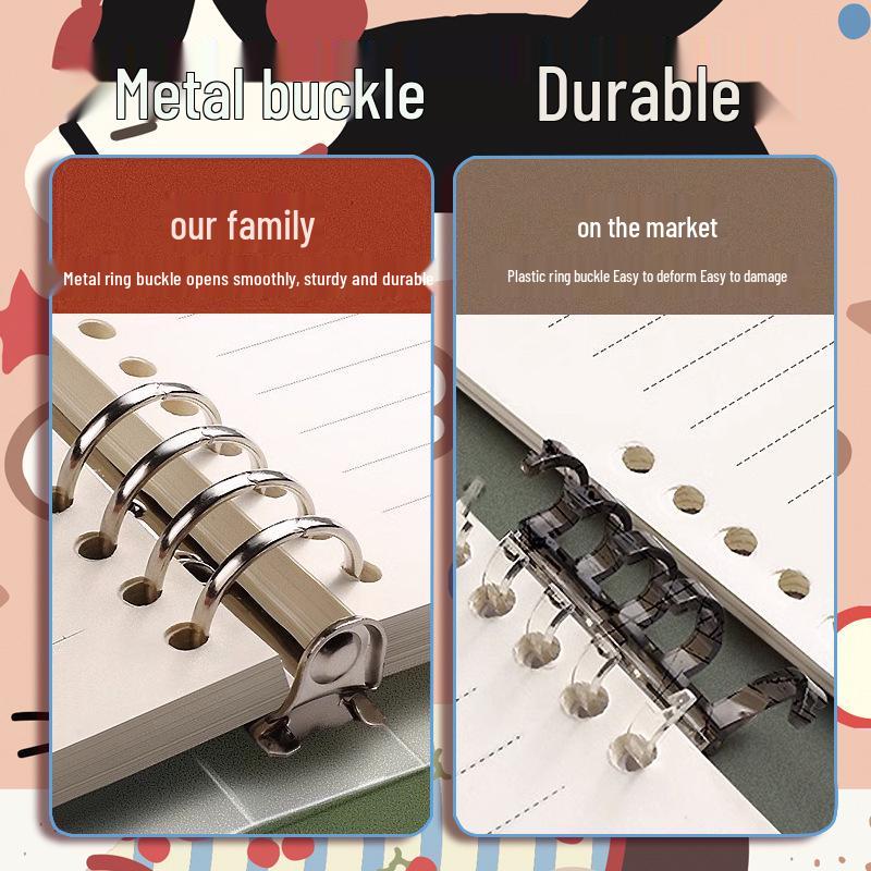 Cute A5 Animal Loose-Leaf Notebook with Detachable Metal Rings - Instagram-Worthy for Students