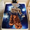Cartoon Character Goku Pattern Flannel Blanket, High Quality Comfortable for All Seasons, Home Decor, Warmth and Comfort, Perfect for Gifts.