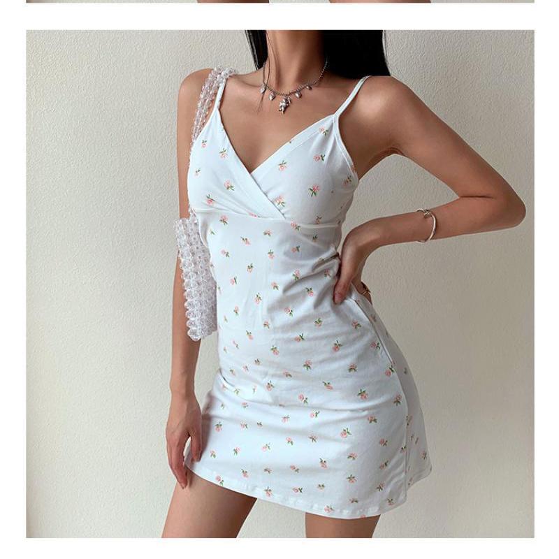 Women Spring Sleeveless Solid Color Suspender Dress Summer Casual Slim Ankle-Length Elastic High Waist Floral Print Camisole Dresses S-XL