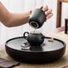 Gold Inlaid Jade Black Pottery Tea Set