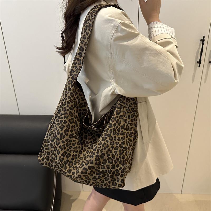 New Women's Bag Leopard Print Cloth Bag Women's Fashionable Large-capacity Shoulder Bag Simple Lazy Tote Bag