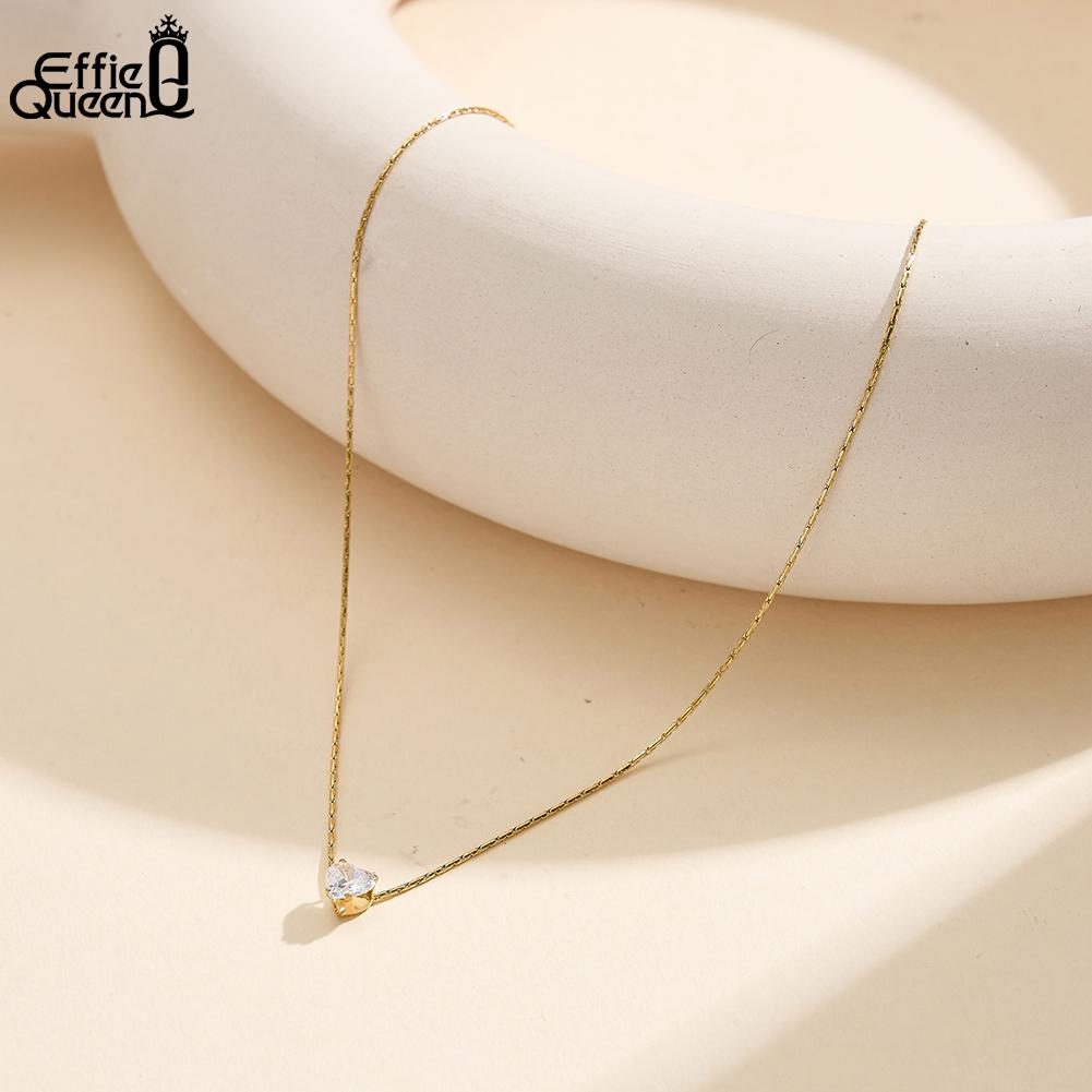 EFFIE QUEEN Creatieve Zirconium Hart Hanger Ketting Delicaat Trendy Roestvrij Staal Hart Choker Ketting Waterdichte Sieraden STKN18