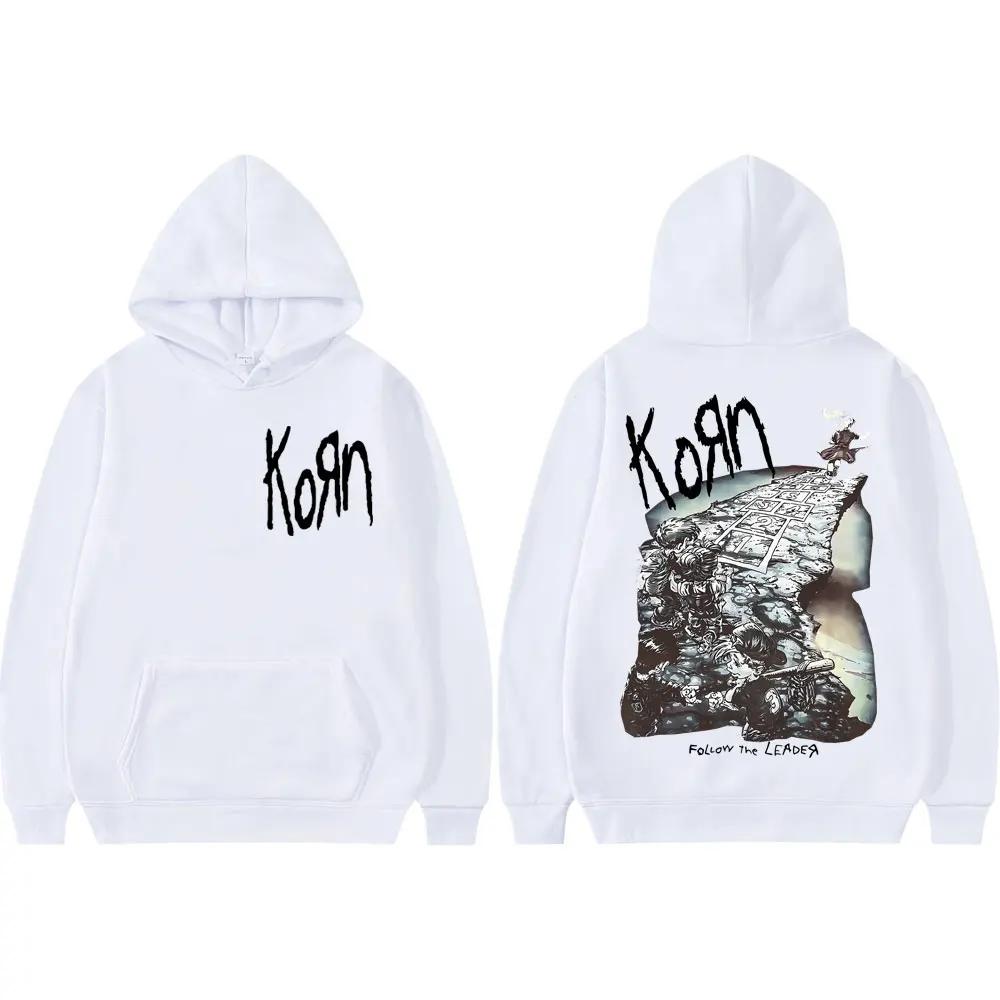 Rock Band Korn Ftl 25 Follow The Leader Merch Hoodies Fashion Vintage Hooded Sweatshirts Men Women Casual Oversized Pullovers