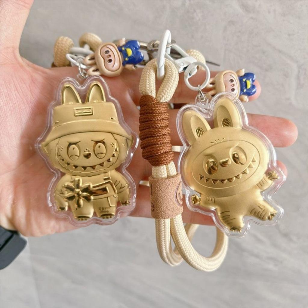 Golden Cartoon Cute Keychain Including Bracelet