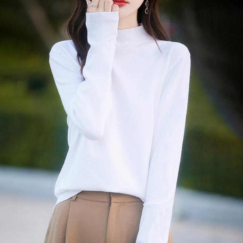 Dámský celoroční svetr z 50% vlny a 50% hedvábí | Lehký teplý pulovr z příze | Luxusní úplet z kašmírového hedvábí