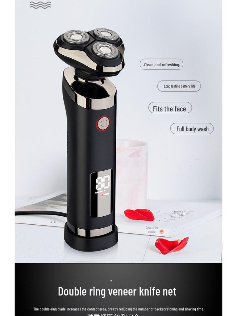 Rechargeable 3-in-1 Waterproof Electric Shaver: Beard Trimmer, Hair Clipper & Nose Trimmer Set