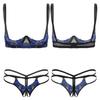 Dámská vyšívaná krajková sada spodního prádla 1/4 šálku nepodšitá policová podprsenka s kalhotkami G-String spodní prádlo