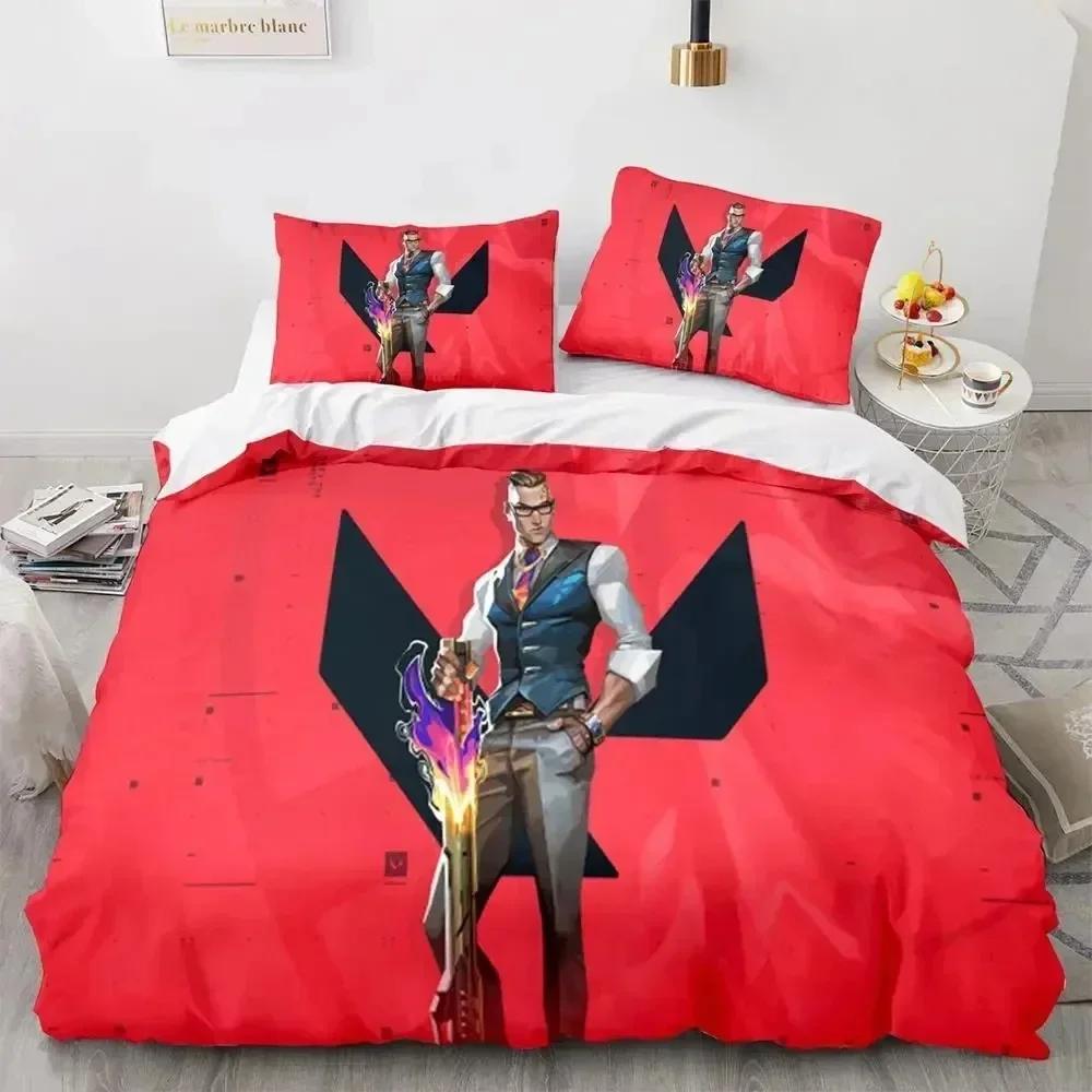 3D Print Game Neon Valorant Beddengoed Set Dekbedovertrek Bedset Dekbedovertrek Kussensloop Dekbed King Queen Size Jongens Volwassenen Beddengoed