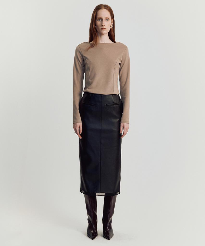 Meibeoyu Norby Leather Skirt _ Black