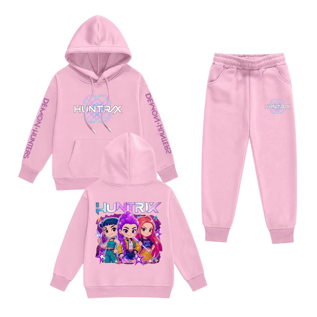 Kids' Long Sleeve Loose Pullover Letter Print Drawstring Hooded Sweatshirt Sweatpants Set