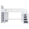 Loft Bed 90x200, Children's Bed Storage Ladder, Heart Railing, Storage Space, Foldable Storage Cabinet/shelves, White (without Mattress)