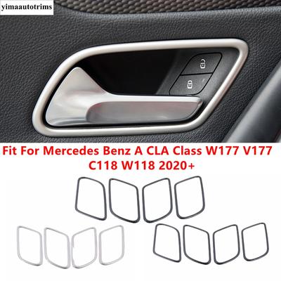 Car Inner Door Handle Bowl Frame Stickers Cover Trim Accessories For Mercedes Benz A CLA Class W177 V177 C118 W118  - 2024