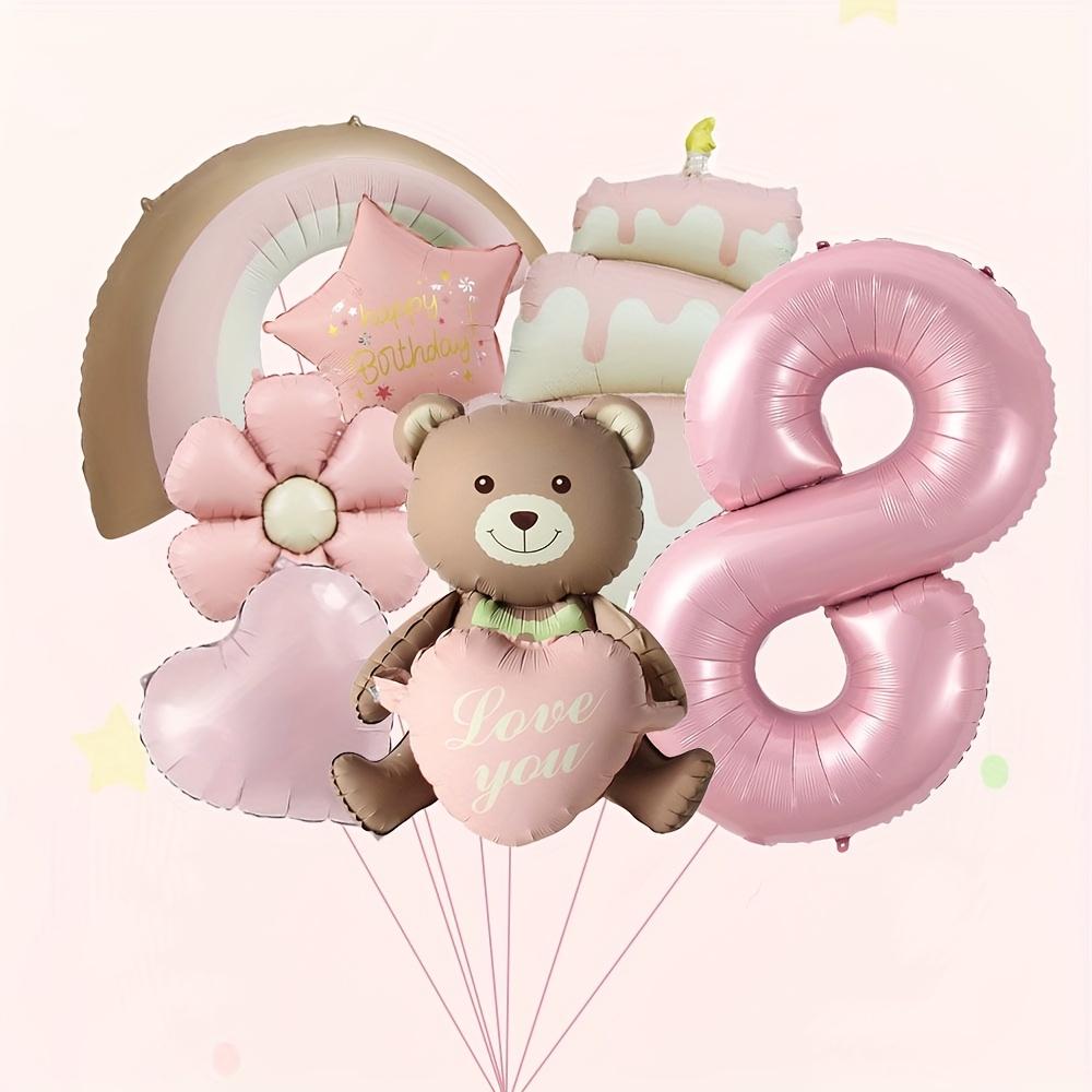 

1Set Pink Bear Balloon Rainbow Daisy Cake Foil Balloons Cute Bears Party Favors Decorations Baby Shower Supplies Helium Balloon 32inch
