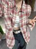 Women's Hong Kong Retro Plaid Loose Long-Sleeve Shirt for Spring/Autumn