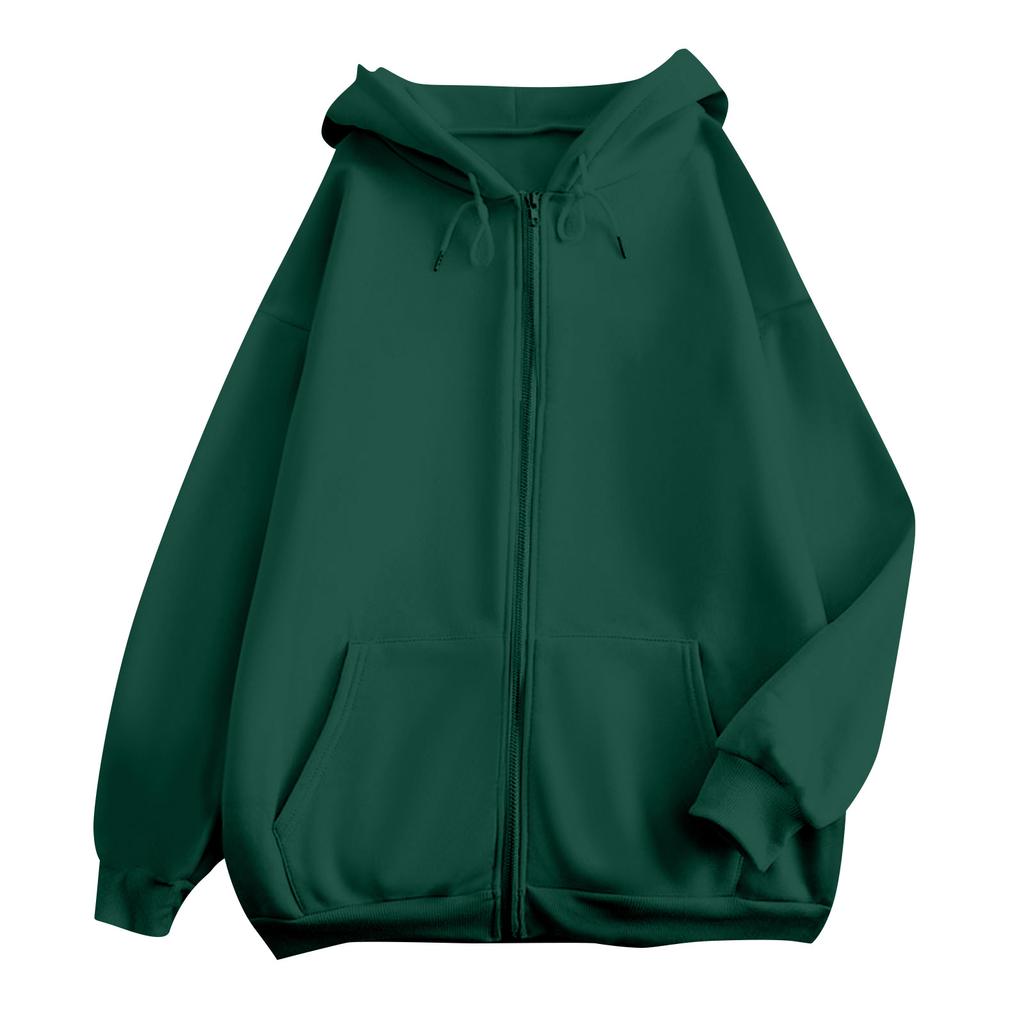 Damenmode Lässige Langarm Einfarbig Kapuzenpullover Tops