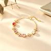 Elegant Colorful Zircon Bracelet Women Sweet Edgy Minimalist Jewelry Copper Alloy With Orange-Green Or Red-Purple