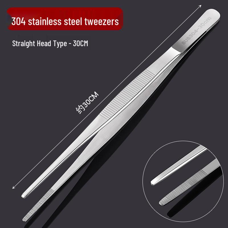 Thickened Stainless Steel Non-slip Beauty Tweezers Set – Straight & Bent Tips for Makeup, Nail Art, & Beading.