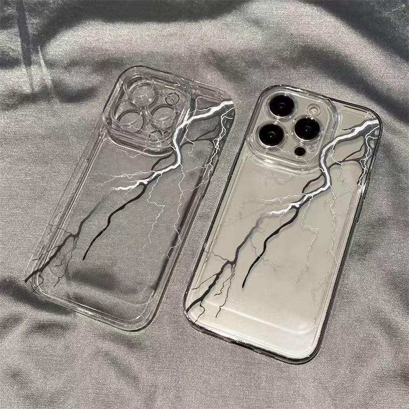 

Минималистичный черно-белый прозрачный чехол для телефона с молнией для iPhone 12/13/14Pro/15/16ProMax - Защита от падений XR