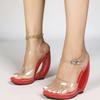 Women's Thick Heel Sandals - Transparent One-Strap Slip-On High Heels Crystal Heel, Outdoor-Wear Open-Toe Sandals LFD-907188-1