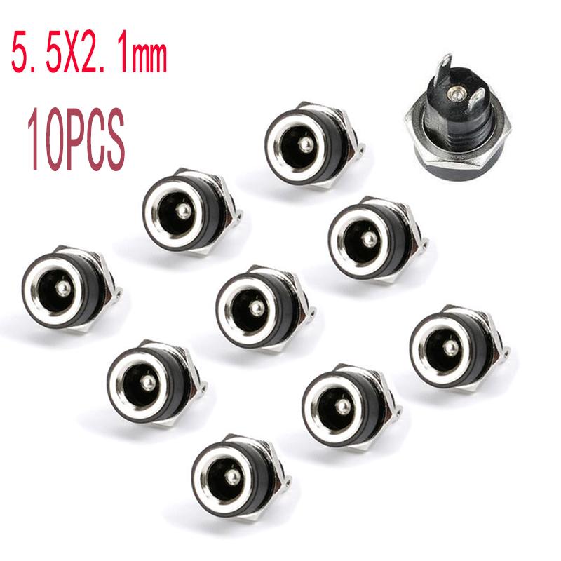 

10 шт. DC 5,5x2,1 мм 3,5x1,3 мм 2,1 2,5 разъемы DC Power Plug Male Female Jack Socket Nut Panel Mount DC Power Adapter Connector