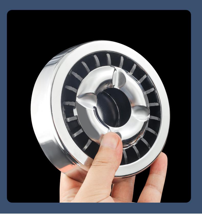 Rotating Stainless Steel Ashtray with Cigarette Extinguisher for Home or Office