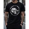 T-shirt Grafica Teschio Tattico da Uomo Manica Corta Girocollo Cotone Stile Militare Abbigliamento Casual Il Disagio Forgia la Vittoria Consegna Design