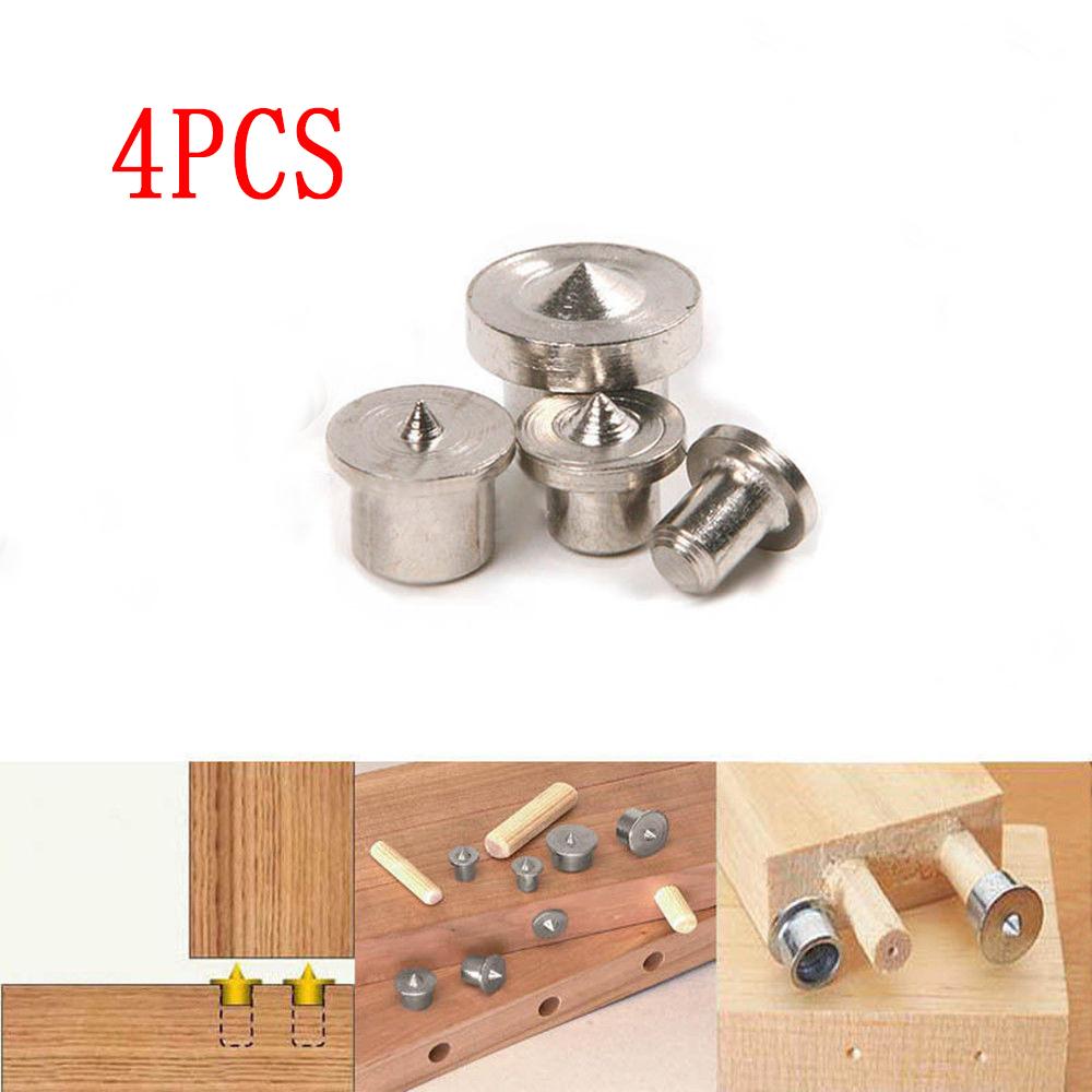 4Pcs/Set Dowel Tenon Center Set Woodworking Top Locator Roundwood Punch Wooden Furniture Centering Point