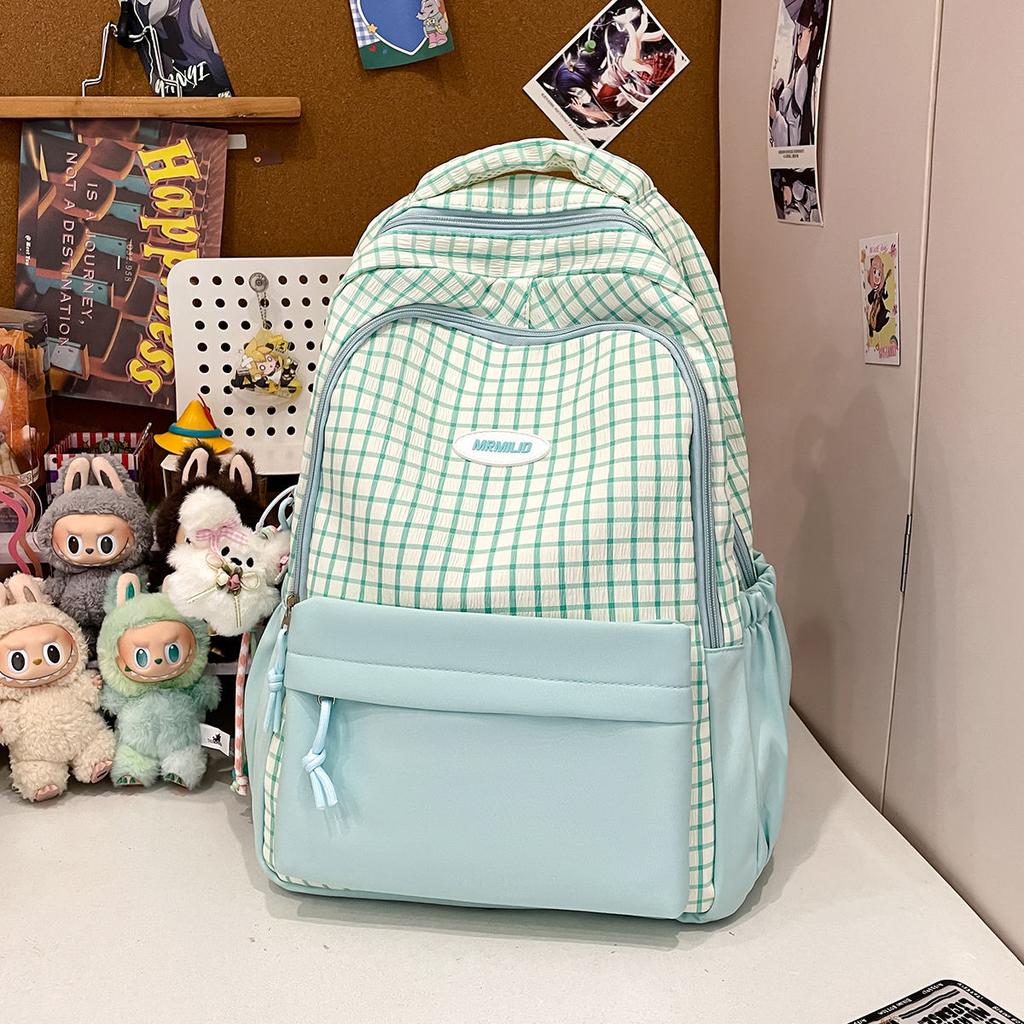 Schoolbag, a piece of junior high school girls plaid contrasting colors, high value, juvenile sense, students, large capacity, high school students