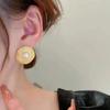 Vintage Fashion Entangle Geometry Round Pearl Stud Earrings for Women Temperament Gold Color Stainless Steel Exquisite Jewelry