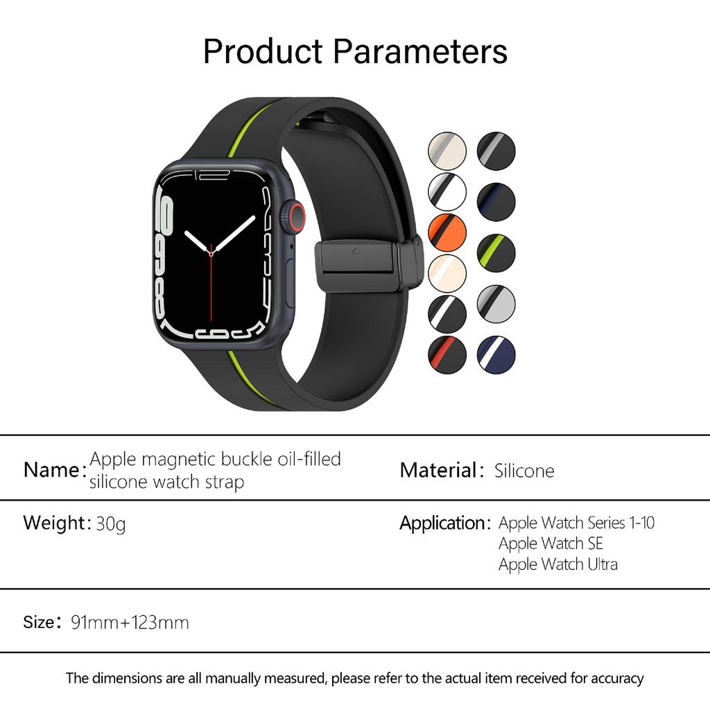 KALEBOL Magnetisches Silikonarmband für Apple Watch Series 10 Ultra 9 8 7 SE 6 5 4 3 2 1 46mm 49mm 45mm 44mm 42mm Gestreiftes Uhrenarmband