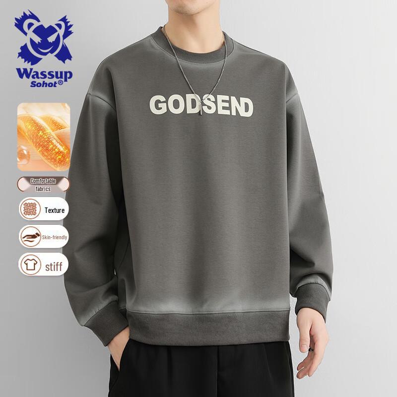 

Wassup Sohot Men s Gradient Letter Long-Sleeve T-Shirt 4XL