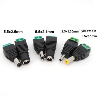 Connecteur CC femelle mâle CC 5,5 x 2,1 mm 5,5 x 2,5 mm 3,5 x 1,35 mm Adaptateur de prise d'alimentation pour bande lumineuse LED CCTV