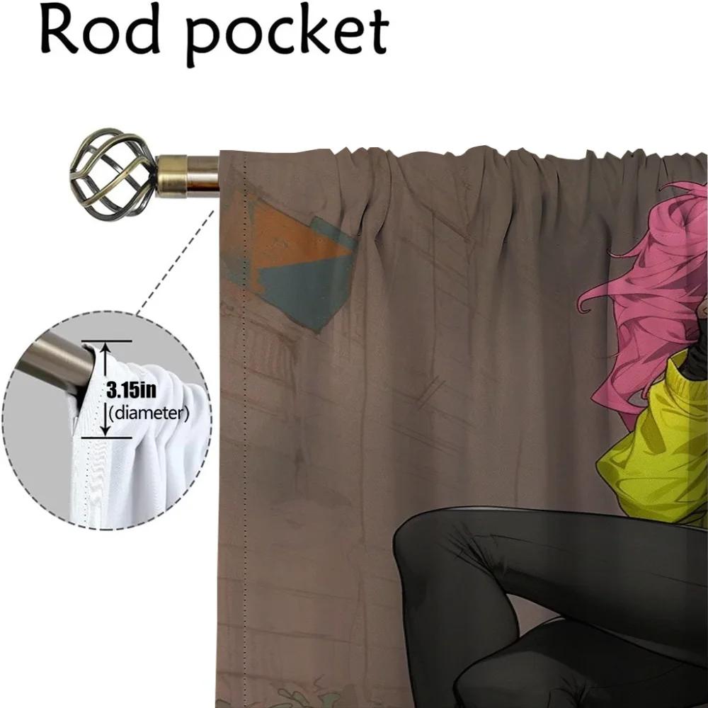 Curtains Child Room Street Punk Girl Window Curtain for Room 2 Panel Home Interior Curtains Tulle for Bedroom Shades Partition