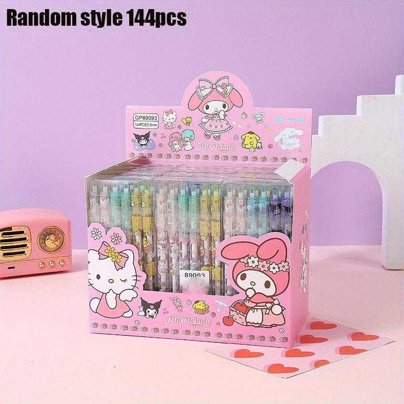 

Back To School Season 144pcs 0.5mm Cartoon Cute Pink Rabbit&cat Design Scalable Pen, Exquisite Push Action Pen, Office Signature Pen Stationery, Holid Random style 144pcs