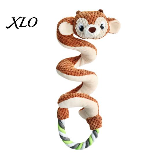 Durable Tug of War Rope Toys Squeaky Dog Toy with Pull Rope, Plush Toy, Indestructible for Aggressive Chewers Spiral Animal Interactive Small