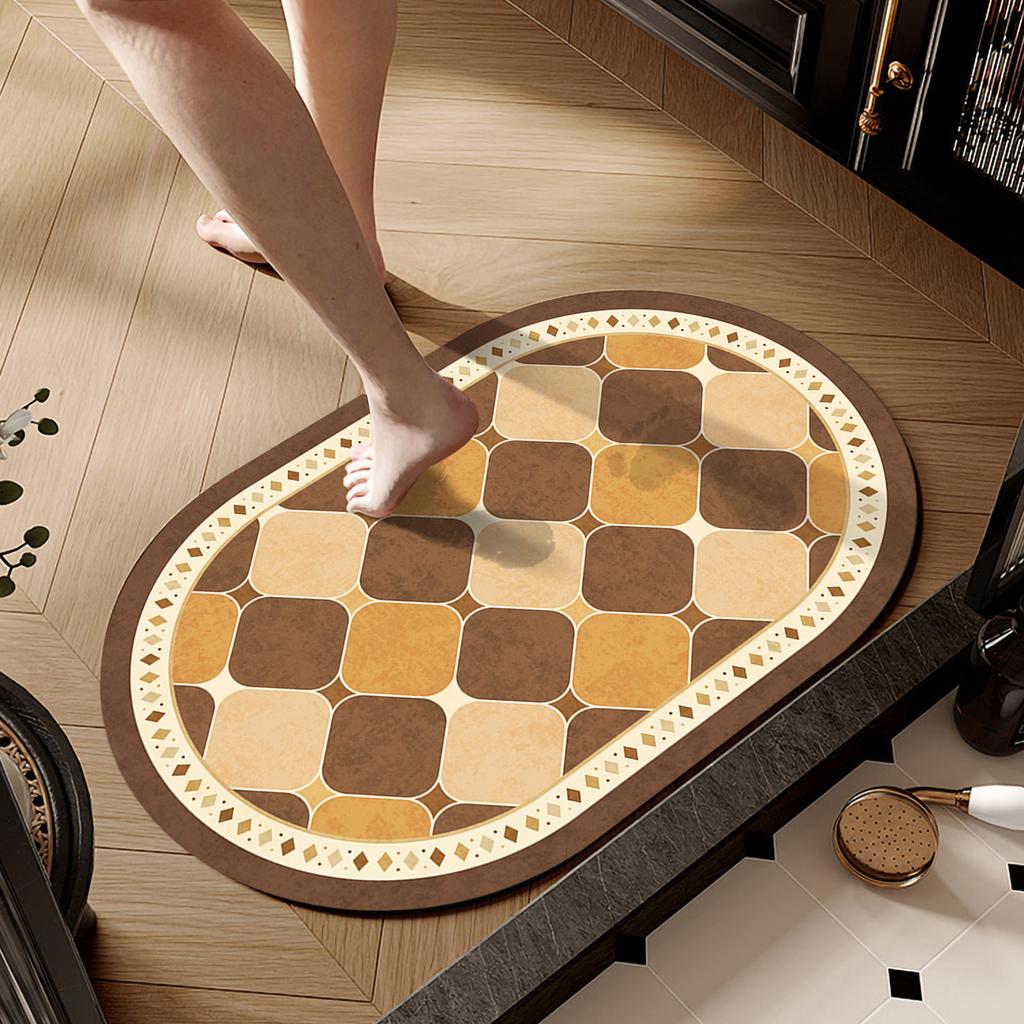 Retro wind diatom mud floor mat household bathroom door bathroom floor mat water absorption quick drying dirt resistant non-slip mat