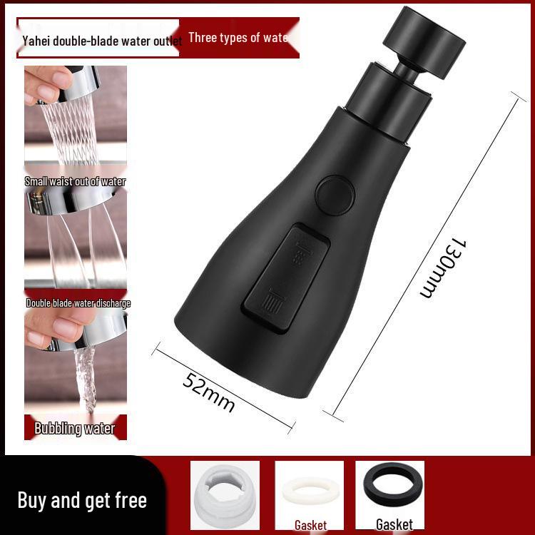 Splash-Proof 360° Rotating Kitchen Faucet with Three-Speed Pressurized Blade Flushing Aerator