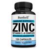 Bunkell Zinc Supplement with Vitamin C, B Complex B2, B6 & Sunflower Lecithin, Enhanced Absorption, 120 Capsules