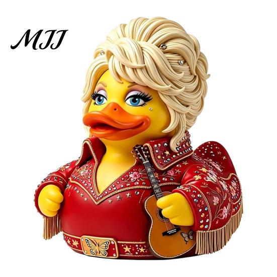 Unikalna Dekoracja Półki w Pokoju Muzycznym Pamięci Partona Kaczka, Figurka Kaczki Dolly, Statua Country, Ikona w Stylu Gitarowym Prezent Rzeźba Dekoracyjna do Domu Biura
