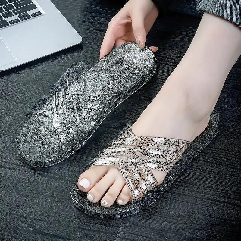 Fashion Crystal Women's Slippers and Ladies Sandals Indoor Shoes 2025 Luxury Casual New Fashion Style Slides On Offer Waterproof Shoe 39