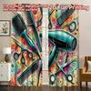 2D FLAT PRINTING 2pcs Curtains (Without Rod) Colorful Hair Salon Tools Print Modern Curtains Versatile Durable Polyester