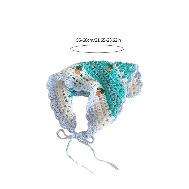French Style Crochet Headscarf Hairband for Women Hair Bandannas Decorative Ethnic Headbands Bohemian Flower Hair Scarf